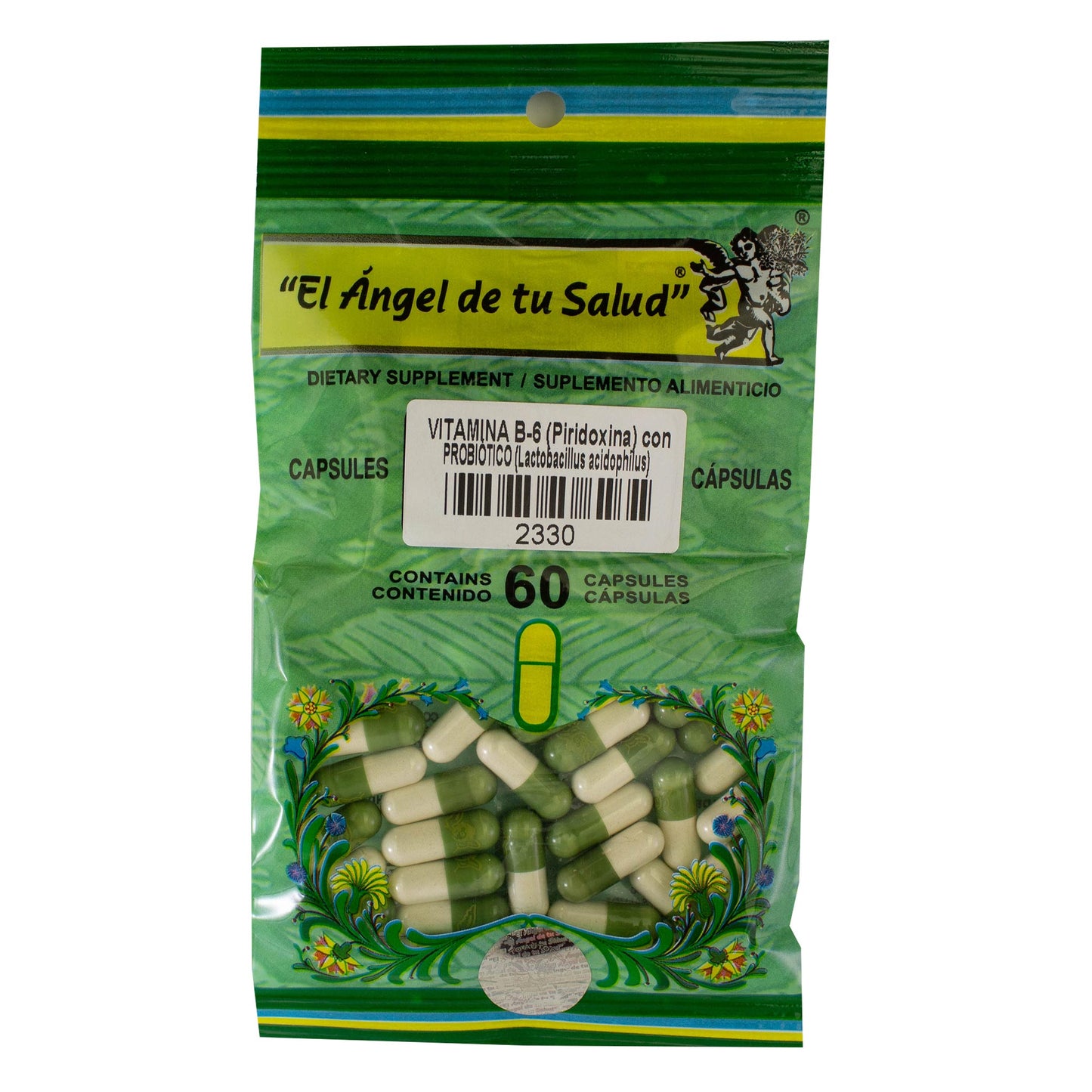PROBIÓTICO con VITAMINA B6 ™ Cápsula dura bolsa verde 60