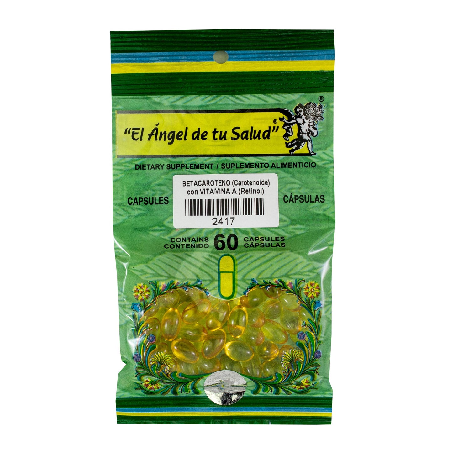 BETACAROTENO con VITAMINA A ™ Cápsula blanda bolsa verde 60