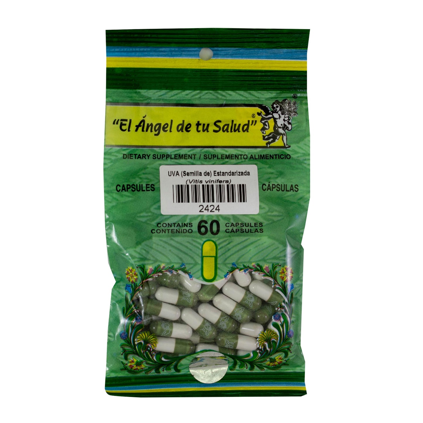 SEMILLA DE UVA Estandarizada ™ Cápsula dura bolsa verde 60