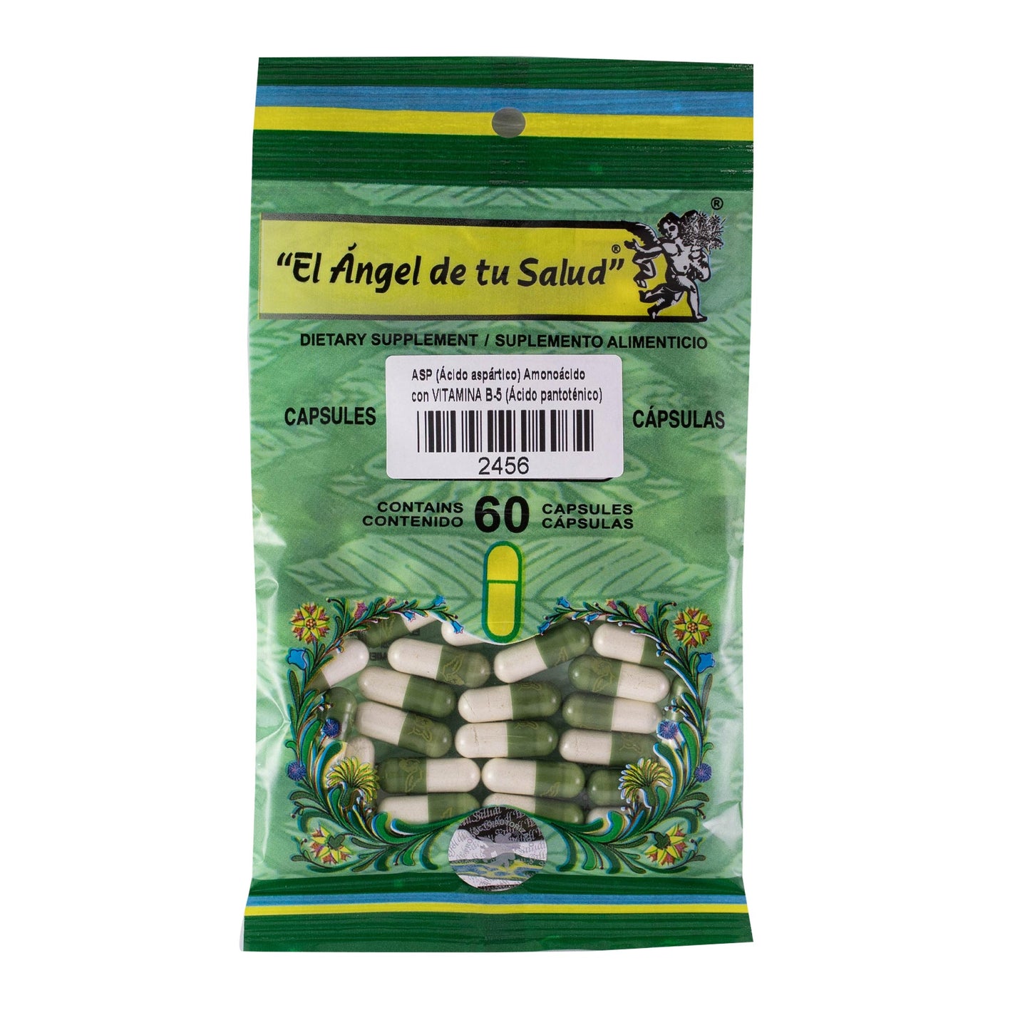 ÁCIDO ASPÁRTICO con VITAMINA B5 ™ Cápsula dura bolsa verde 60