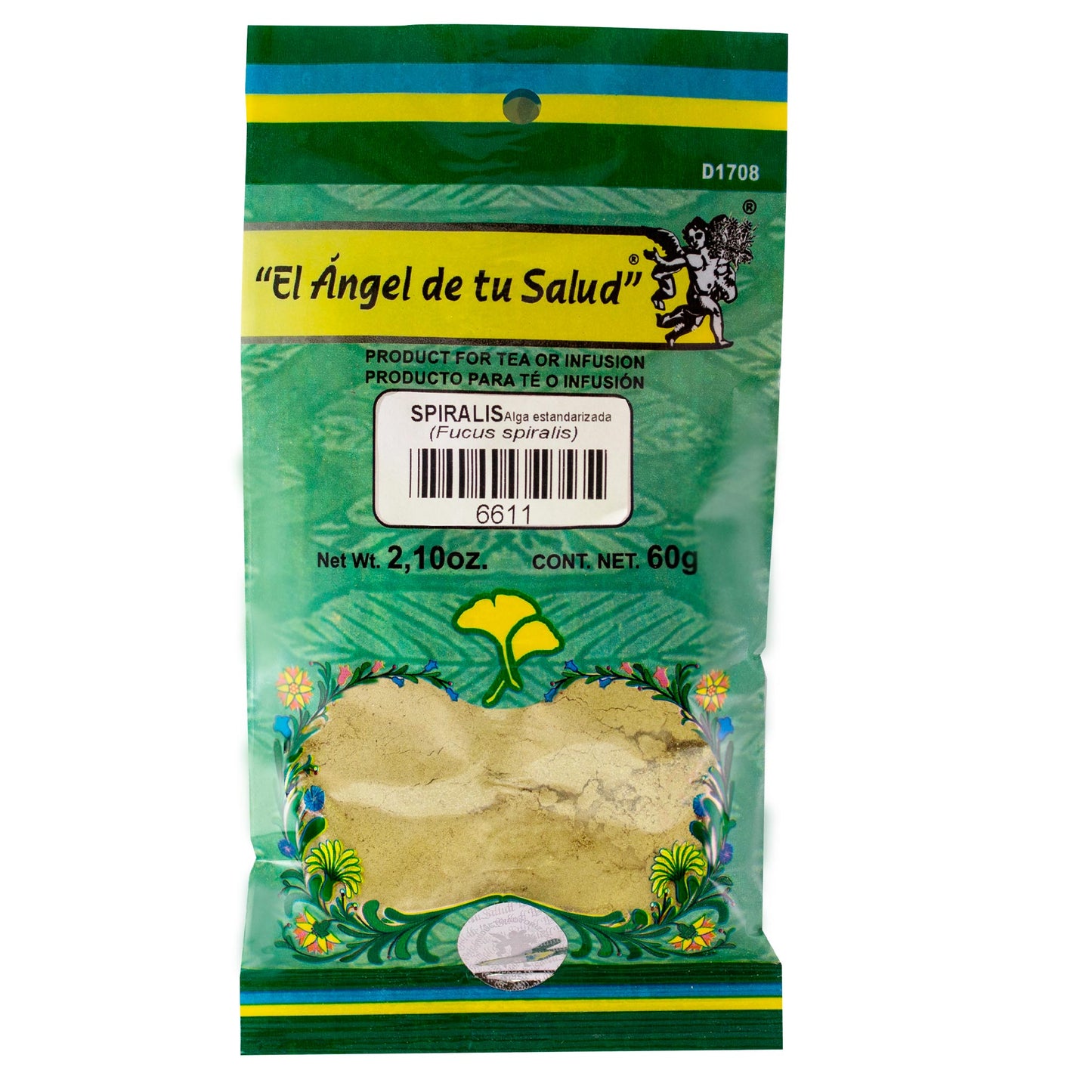 SPIRALIS alga Estandarizada ™ Polvo bolsa verde 60g