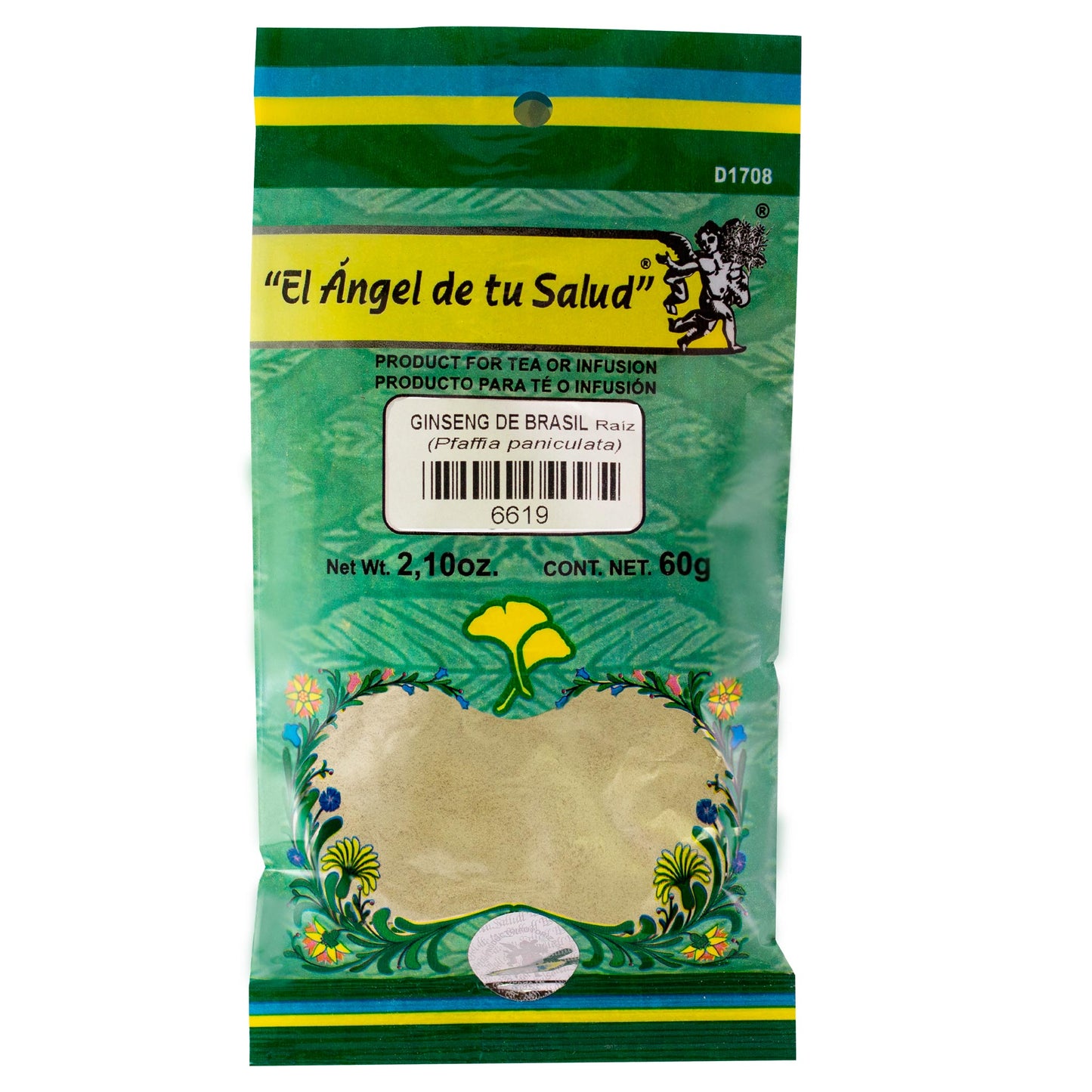 GINSENG DE BRASIL raíz ™ Polvo bolsa verde 60g