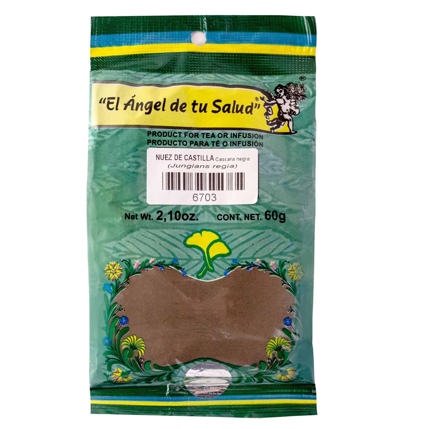 NUEZ DE CASTILLA Cáscara negra ™ Polvo bolsa verde 60g