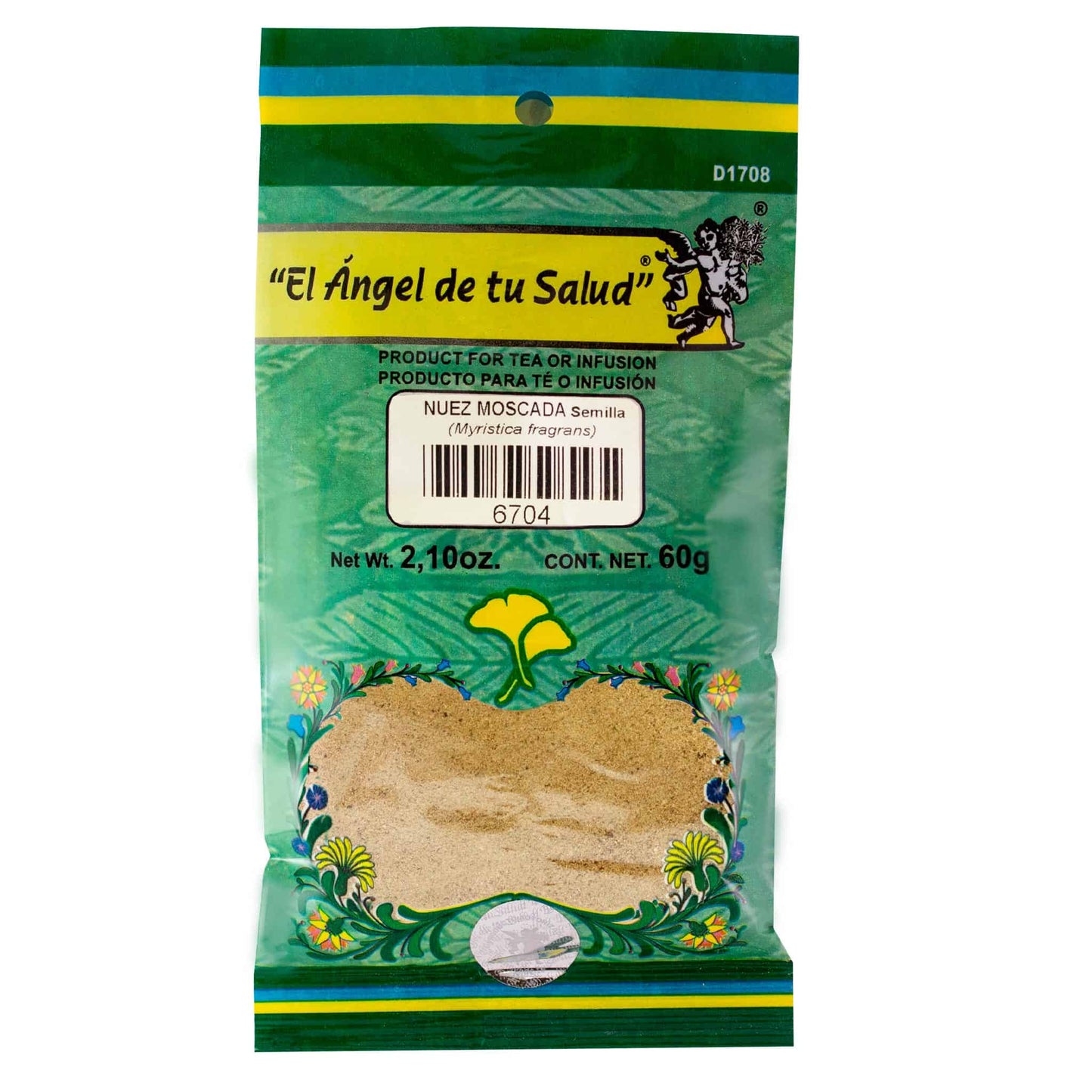 NUEZ MOSCADA Semilla ™ Polvo bolsa verde 60g