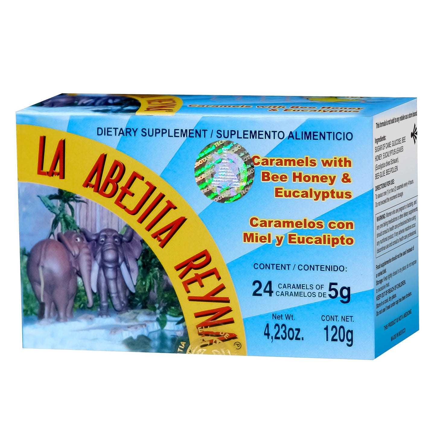 Caramelos LA ABEJITA REYNA ® miel y eucalipto caja 24pz