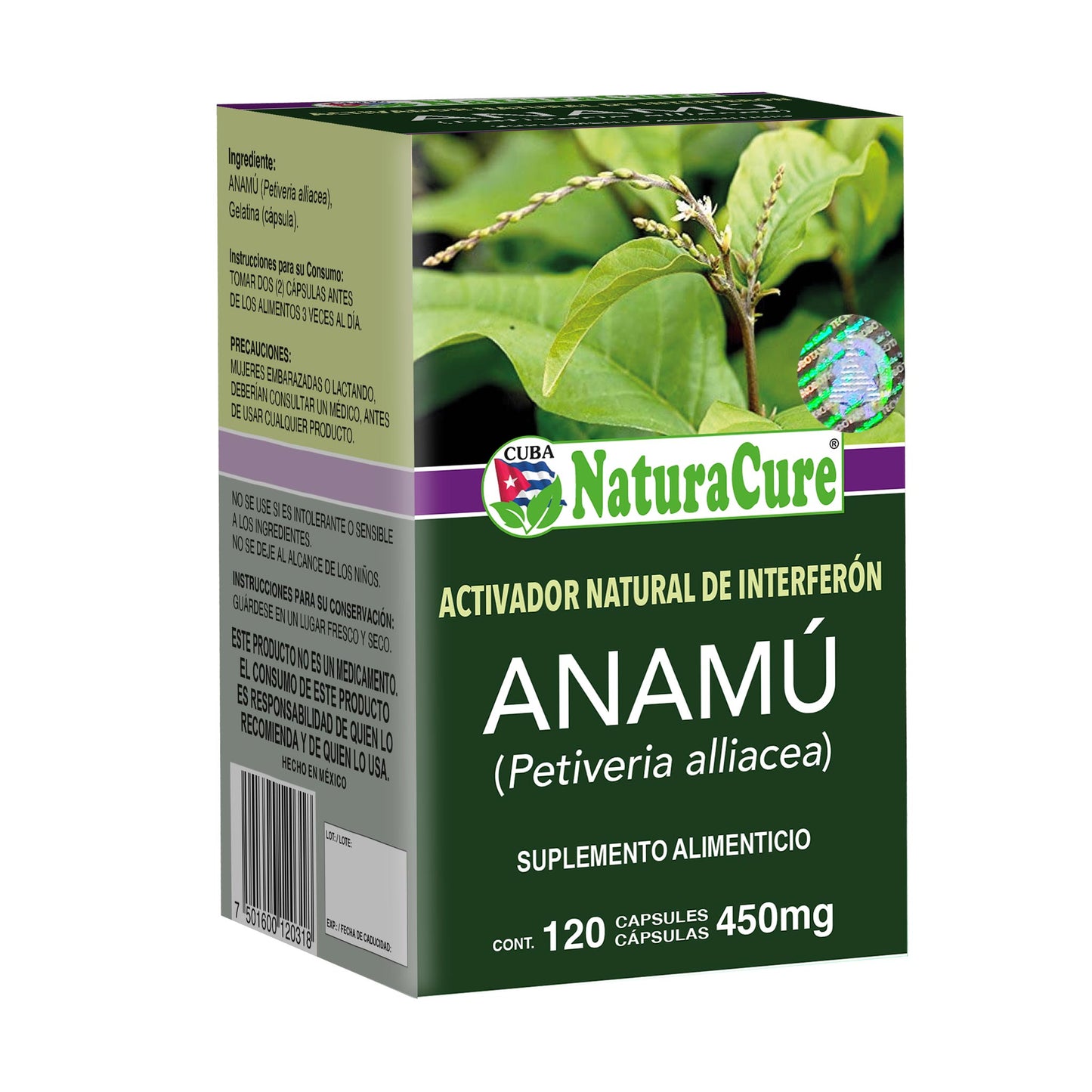 Cápsulas NATURACURE ® anamú caja frasco 120