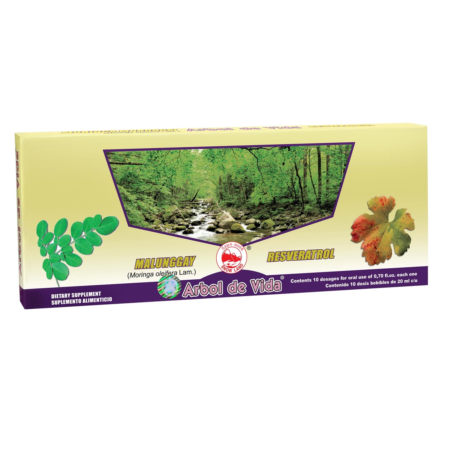Ampolletas ingeribles ARBOL DE VIDA ® malunggay y resveratrol 10 frascos de 20ml