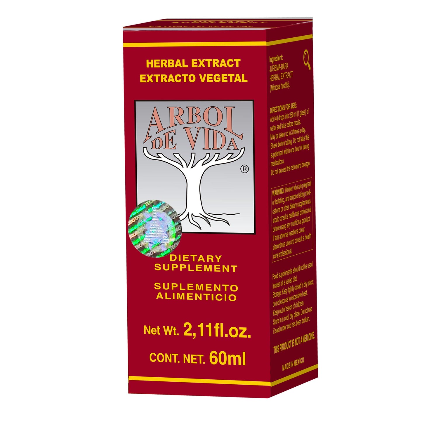 Extracto vegetal ARBOL DE VIDA ® jurema caja frasco gotero 60ml