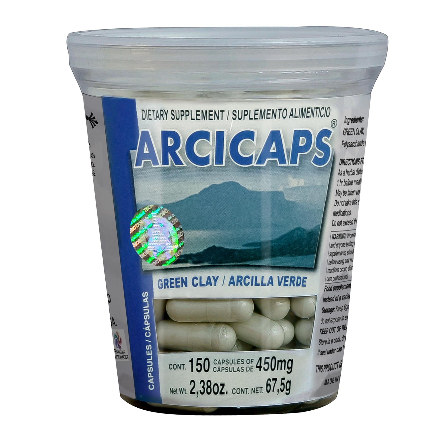 Cápsulas ARCICAPS ® arcilla verde frasco 150
