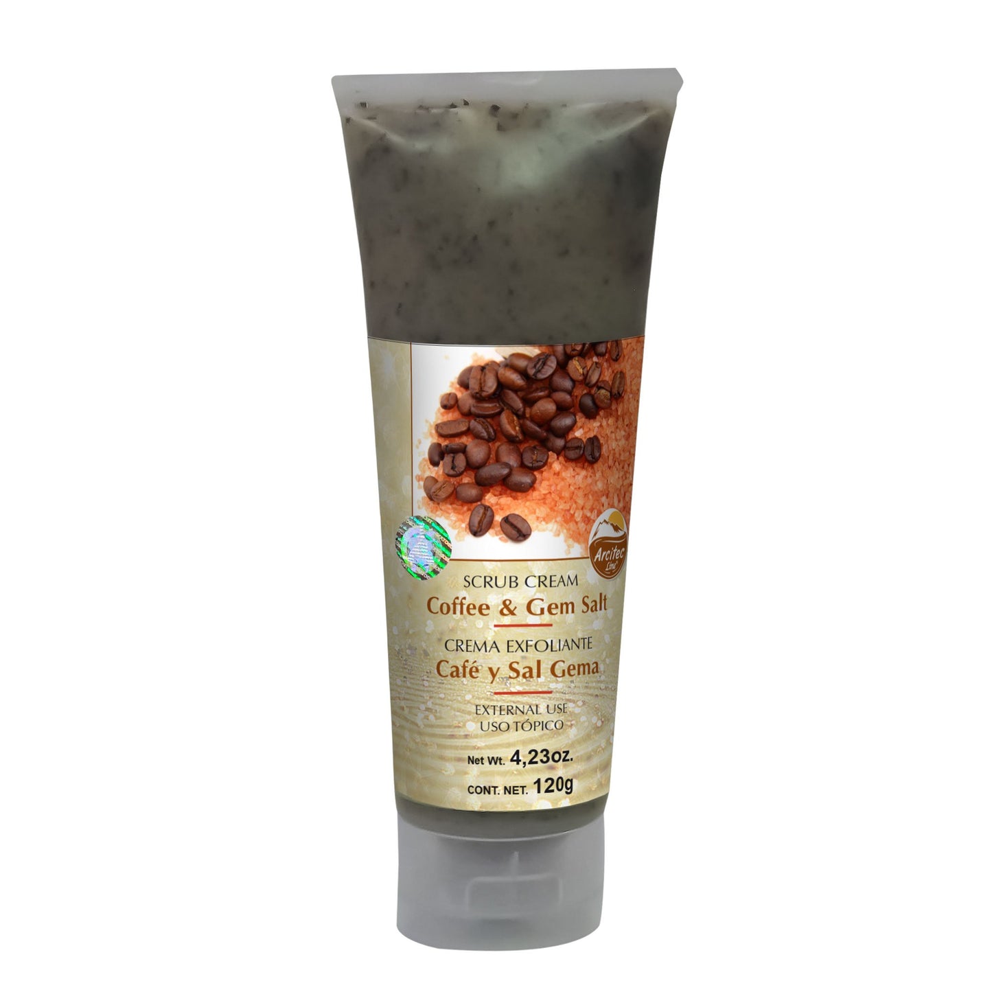 Crema exfoliante ARCITEC LINE ® crema exfoliante café y sal gema tarro 120g