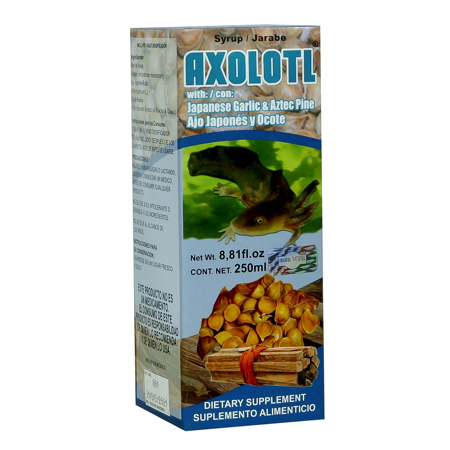 Jarabe AXOLOTL ® ajo japonés y ocote caja frasco 250ml