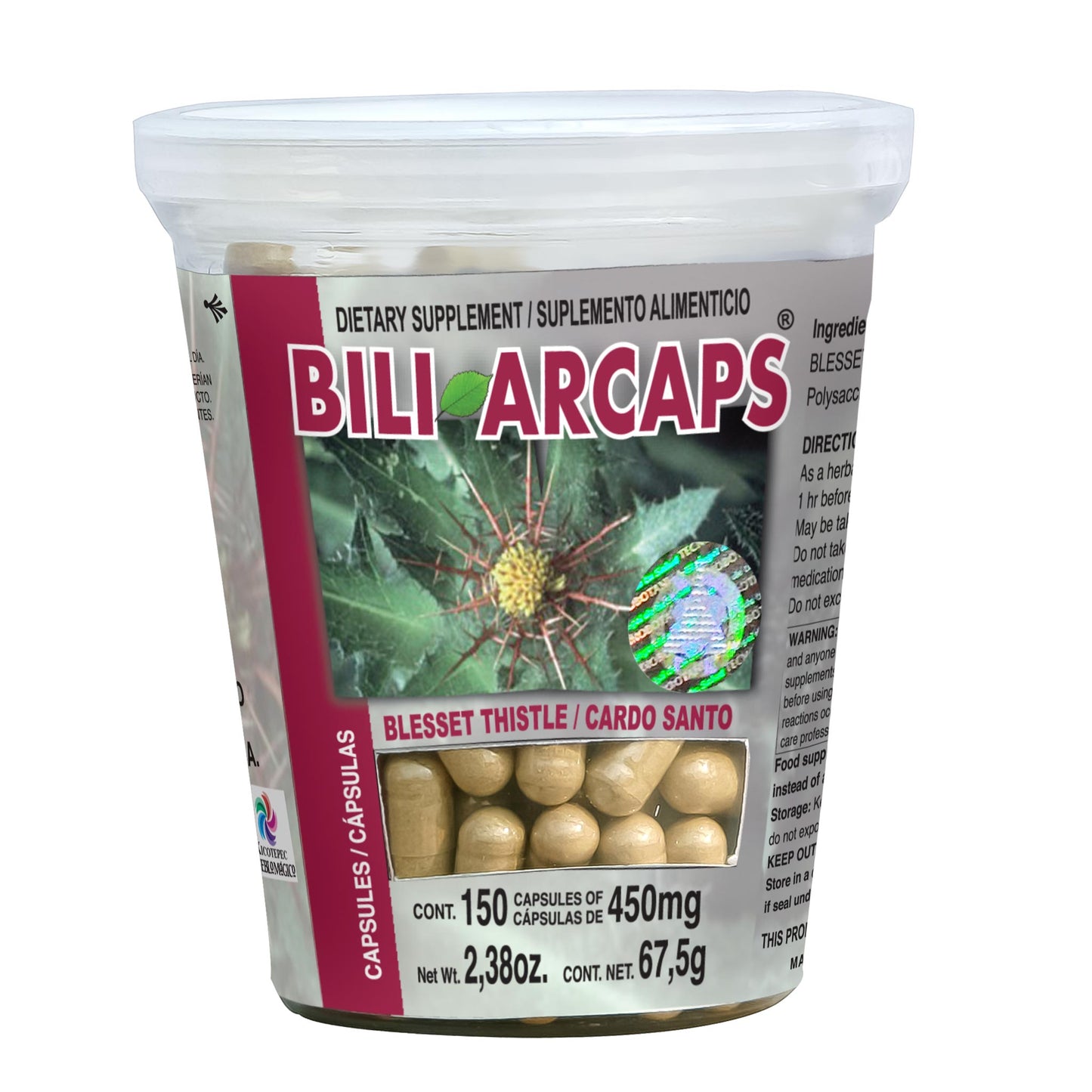 Cápsulas BILIARCAPS ® cardo santo frasco 150