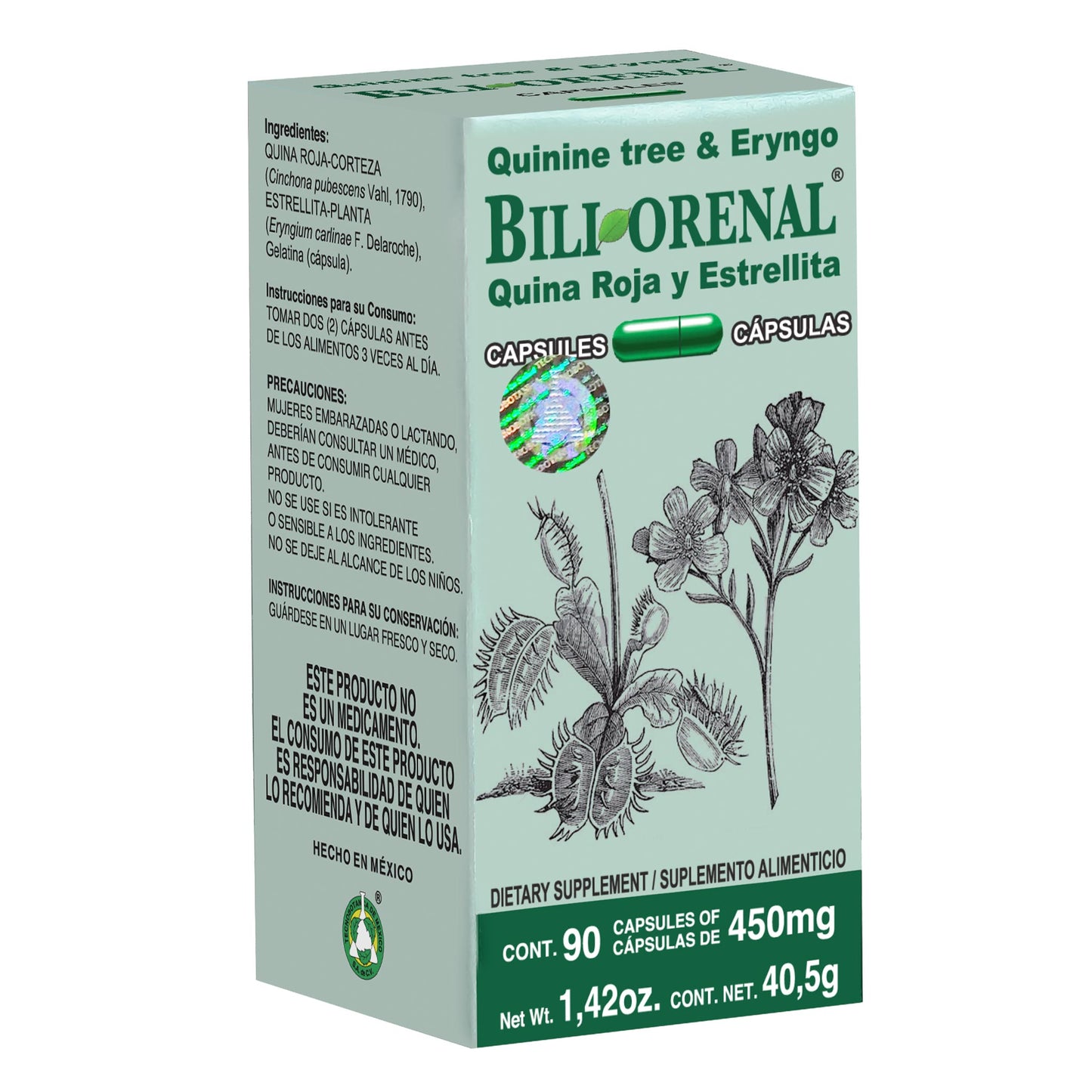 Cápsulas BILIORENAL ® quina roja y estrellita caja frasco 90