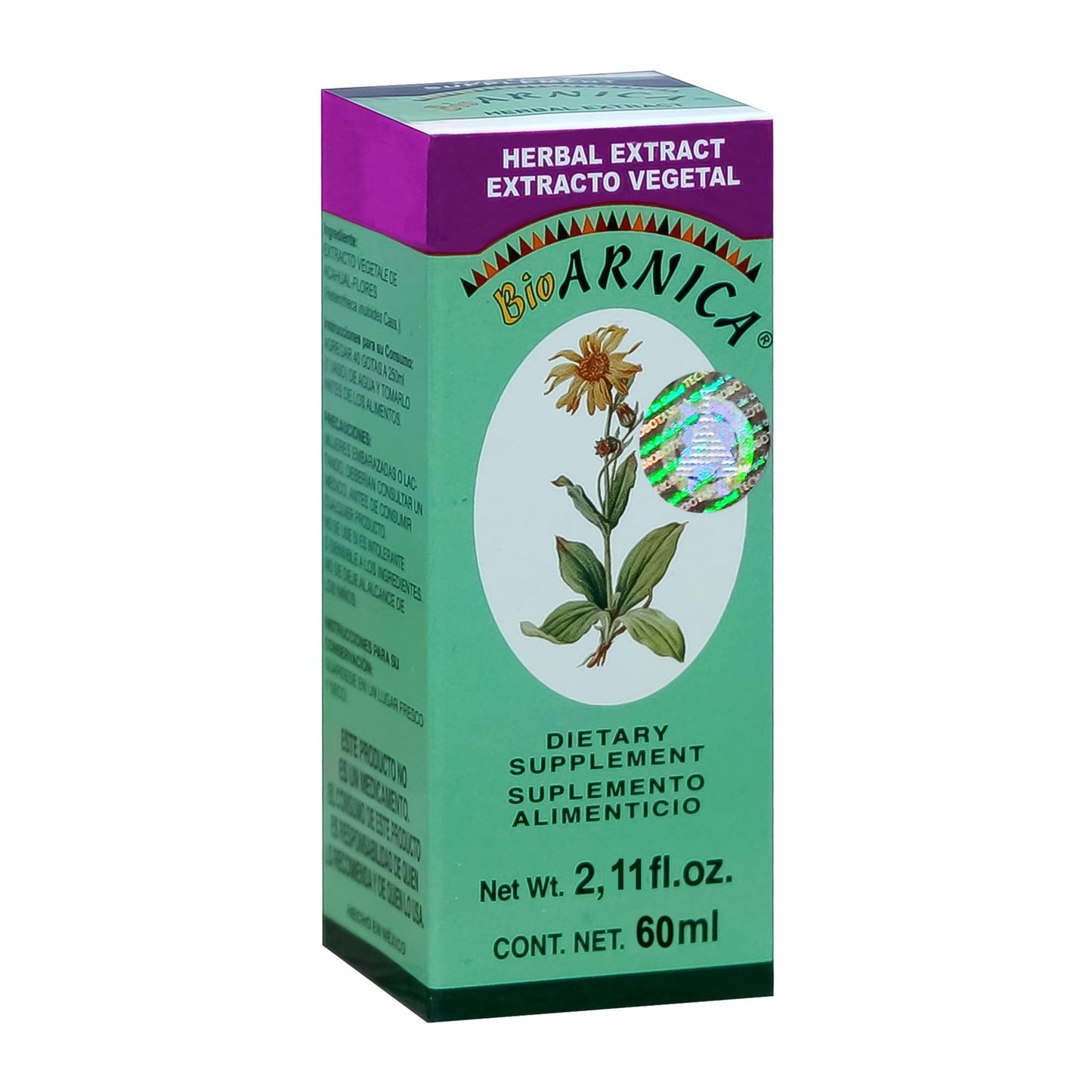 Extracto vegetal BIOARNICA ® extracto de acahual caja frasco gotero 60ml