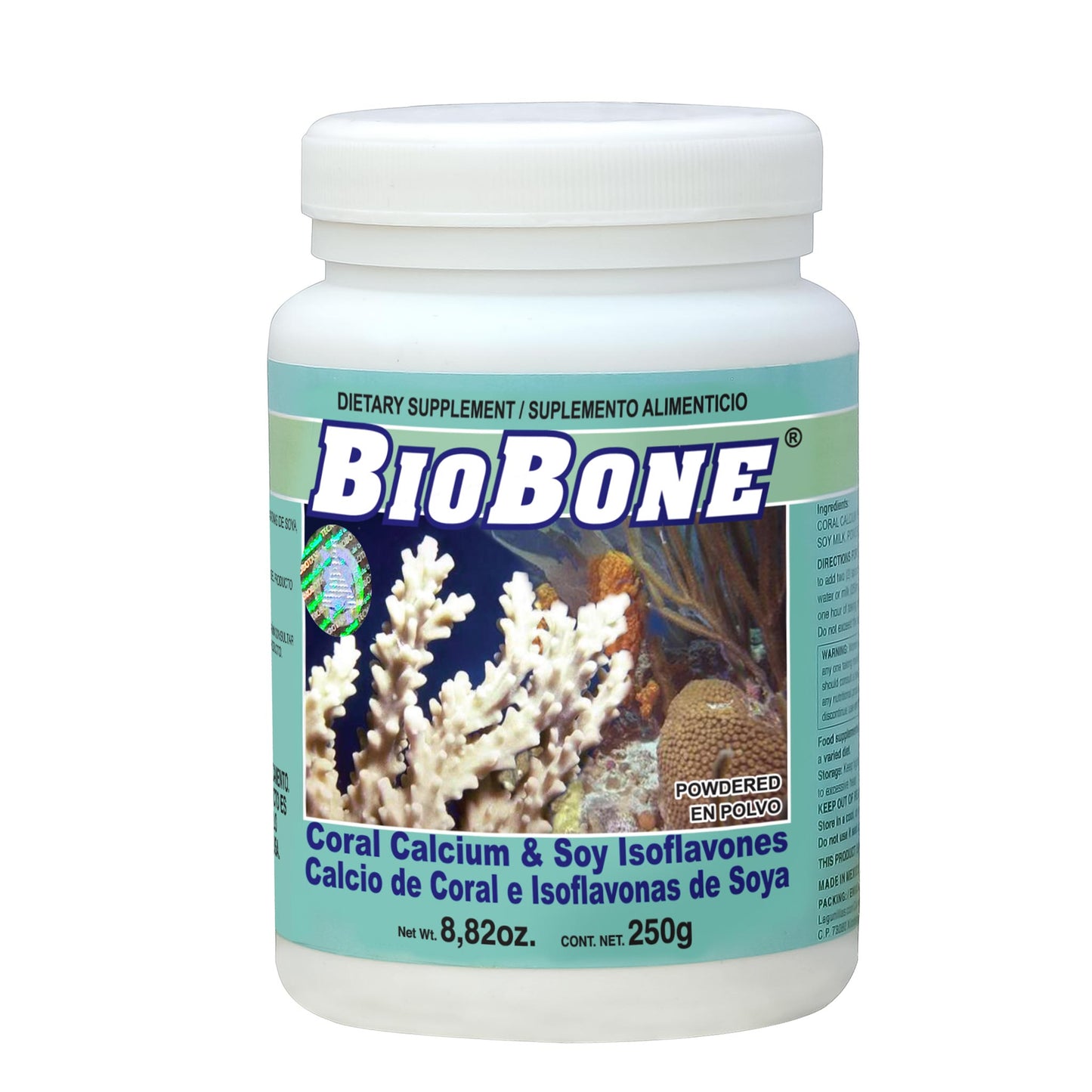 Polvo BIOBONE ® calcio de coral e isoflavonas de soya frasco 250g
