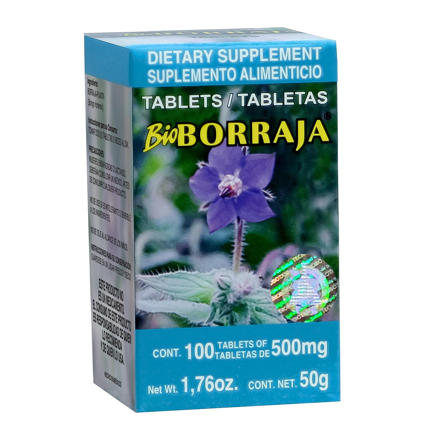 Tabletas BIOBORRAJA ® hojas de borraja caja frasco 100