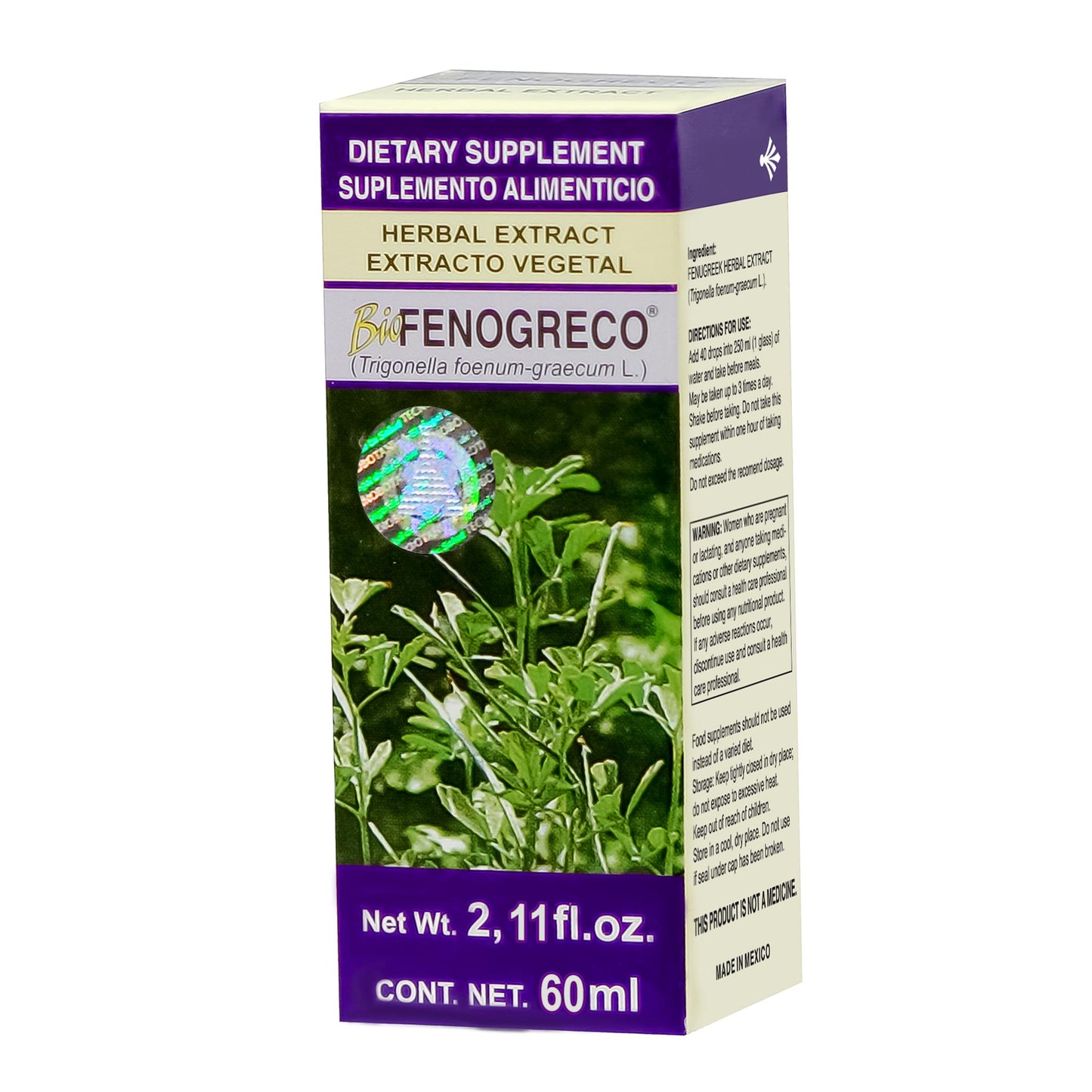 Extracto vegetal BIOFENOGRECO ® fenogreco caja frasco gotero 60ml