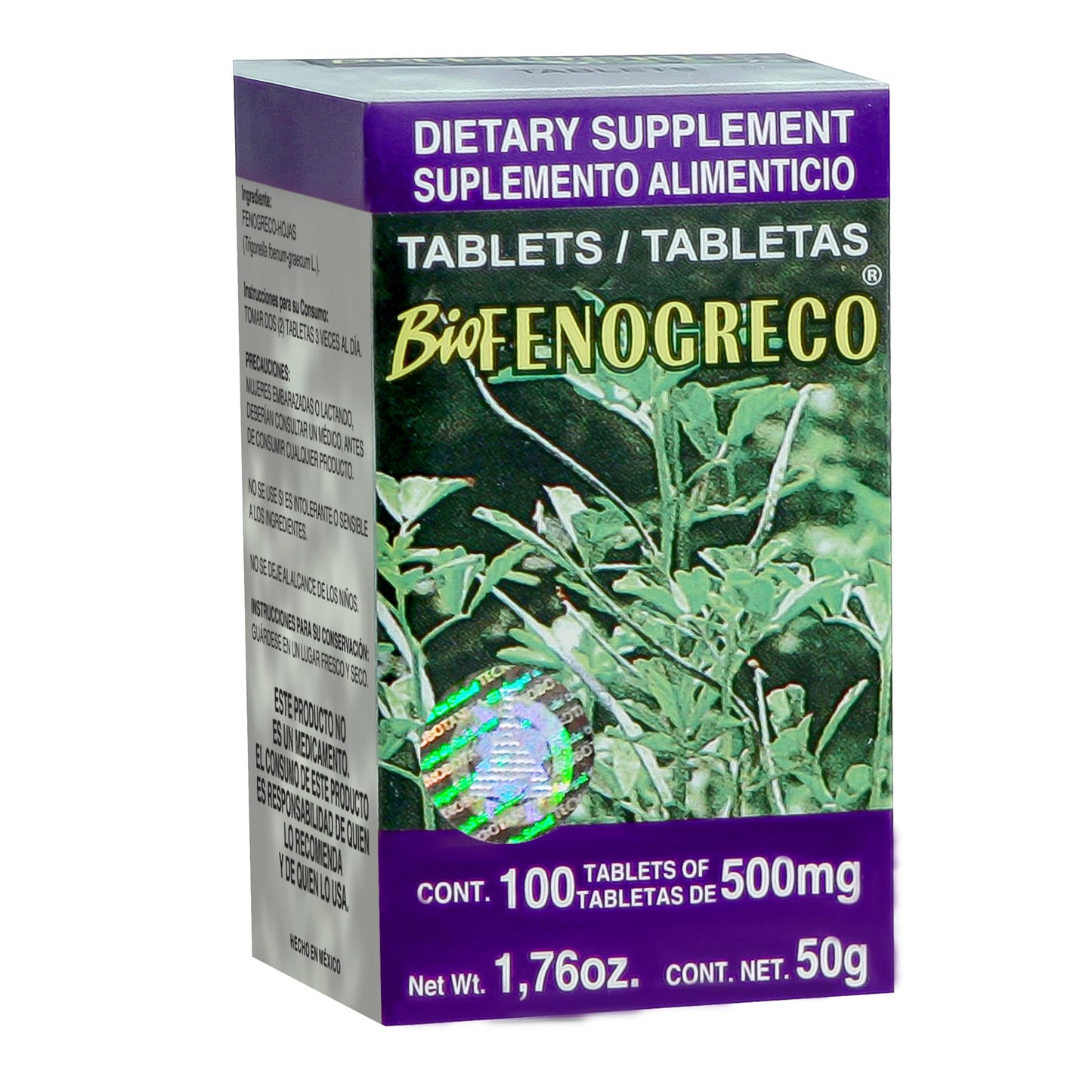 Tabletas BIOFENOGRECO ® fenogreco caja frasco 100