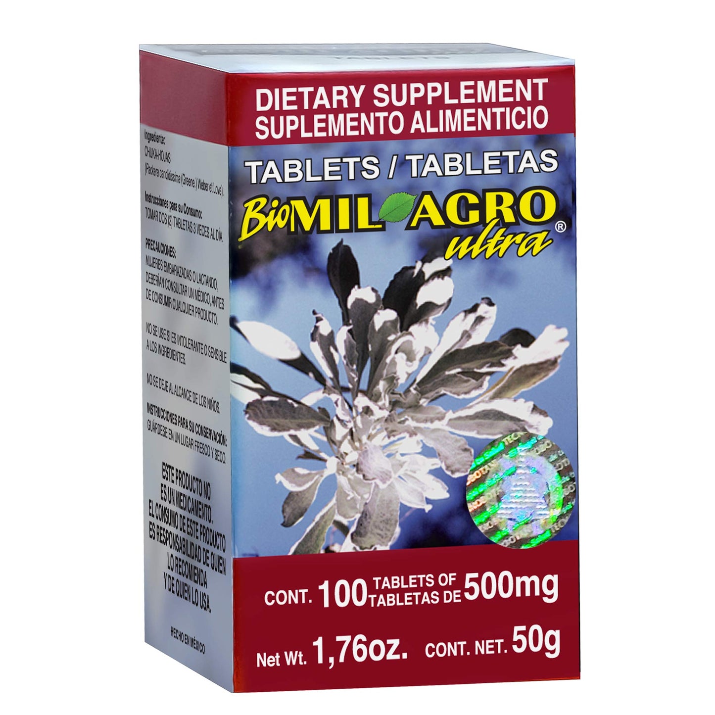 Tabletas BIOMILAGRO ULTRA ® hojas de chuka caja frasco 100