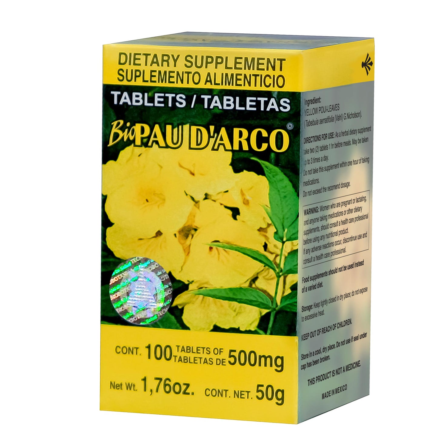 Tabletas BIOPAU D'ARCO ® palo de arco caja frasco 100