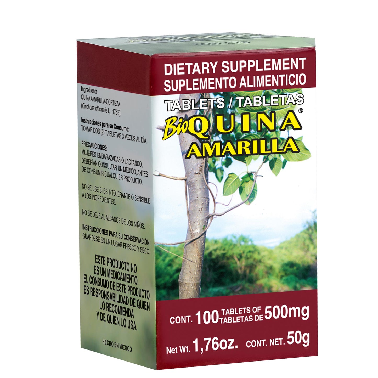 Tabletas BIOQUINA ® quina amarilla caja frasco 100