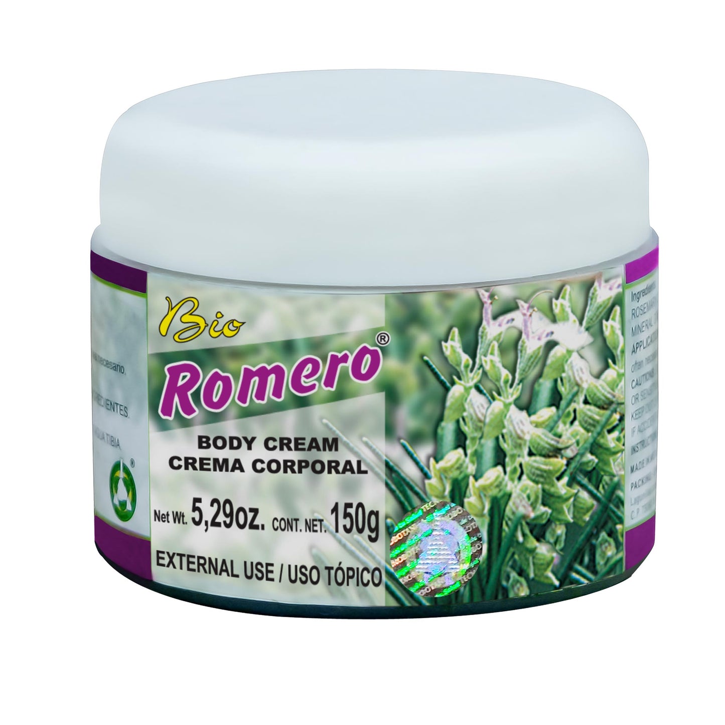 Crema corporal BIOROMERO ® hojas de romero tarro 150g