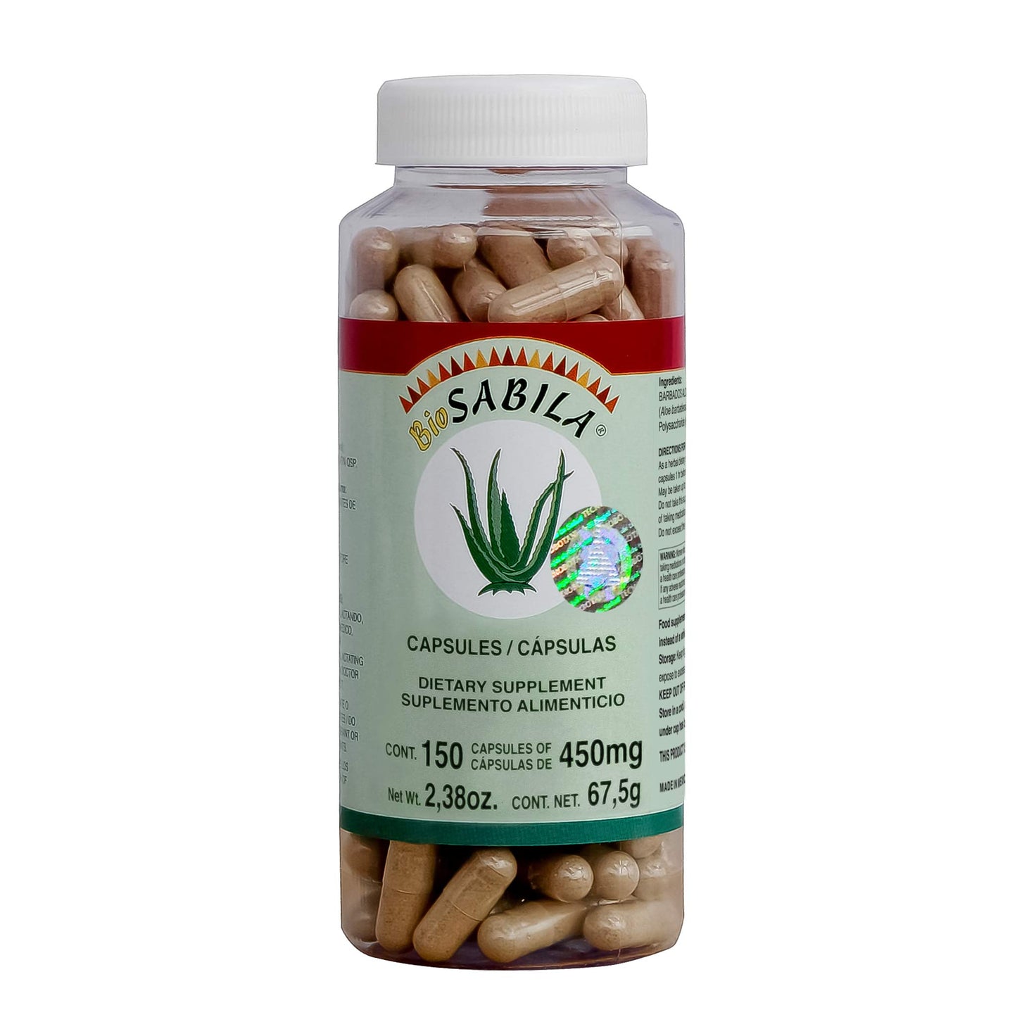 Cápsulas BIOSABILA ® pencas de sábila frasco 150