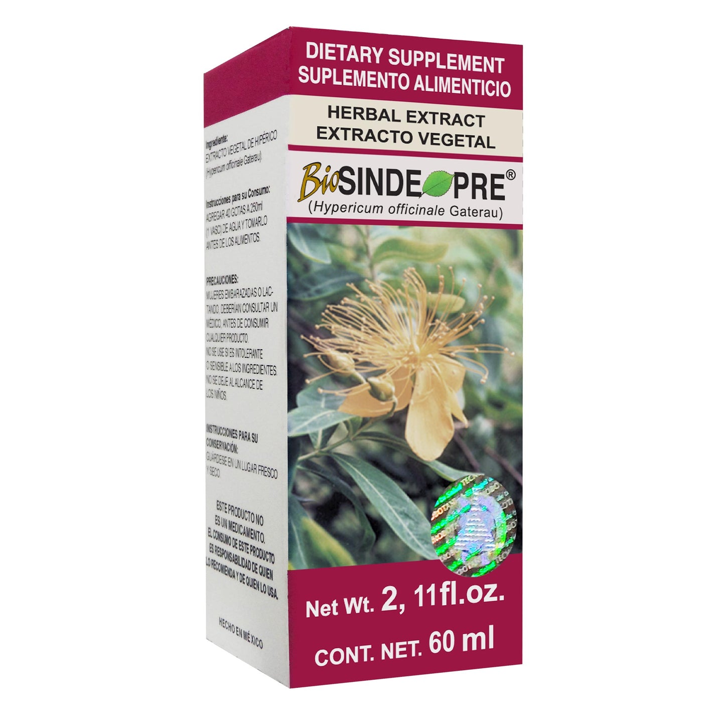 Extracto vegetal BIOSINDEPRE ® hipérico caja frasco gotero 60ml