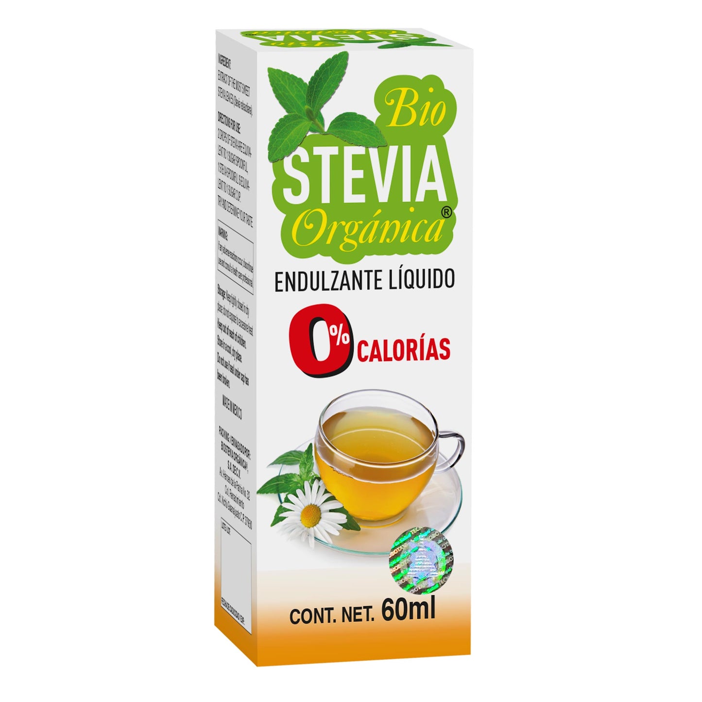Endulzante líquido BIO STEVIA ORGÁNICA ® extracto de hojas de stevia frasco gotero 60ml