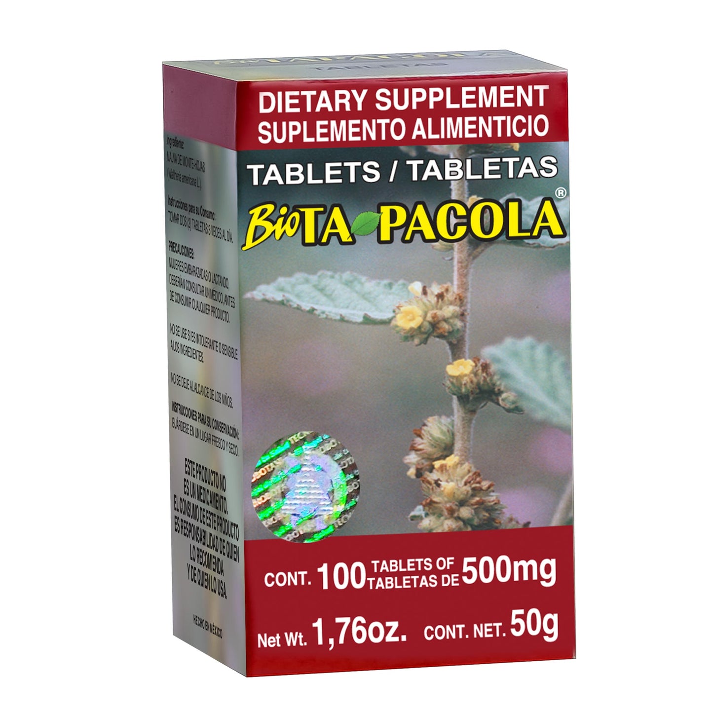 Tabletas BIOTAPACOLA ® hojas de malva de monte caja frasco 100