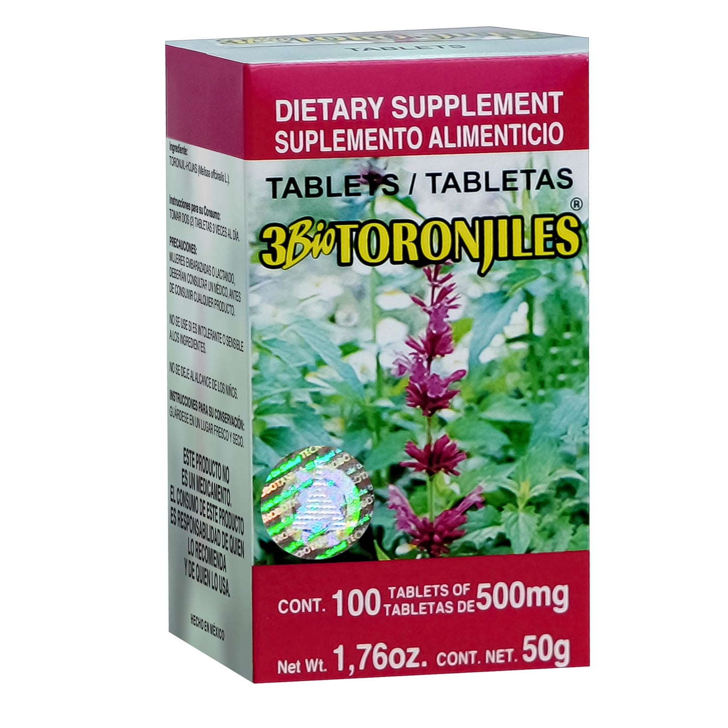 Tabletas 3 BIOTORONJILES ® tres toronjiles caja frasco 100