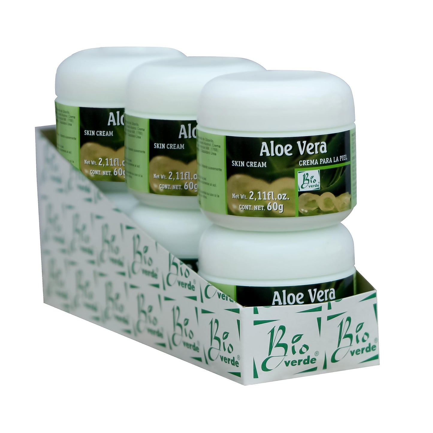 Crema facial BIOVERDE ® aloe vera 6 tarros de 60g