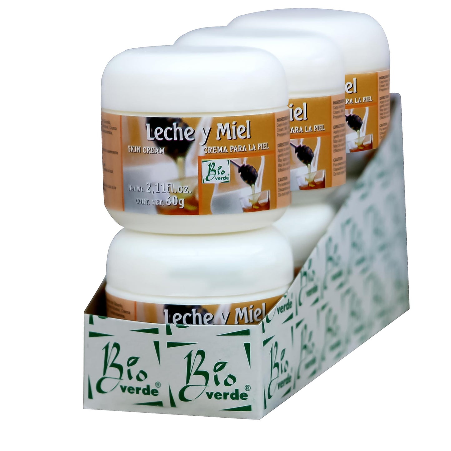 Crema facial BIOVERDE ® leche y miel 6 tarros de 60g