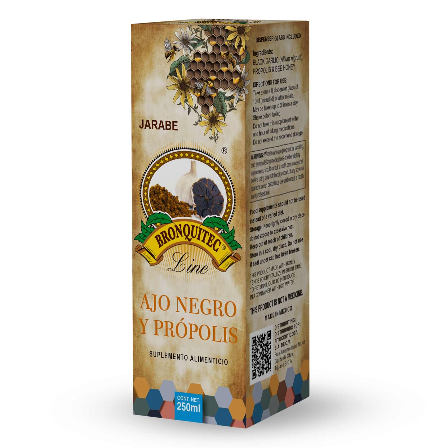 Jarabe BRONQUITEC ® ajo negro y própolis caja frasco 250ml