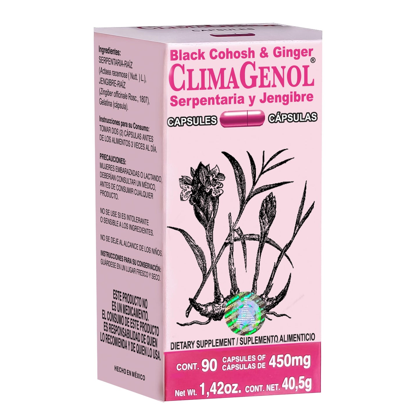 Cápsulas CLIMAGENOL ® serpentaria y jengibre frasco 90