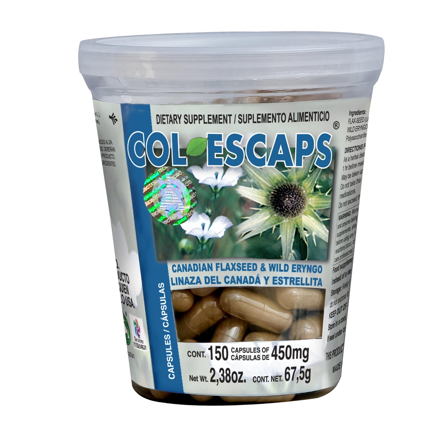 Cápsulas COLESCAPS ® linaza y estrellita frasco 150