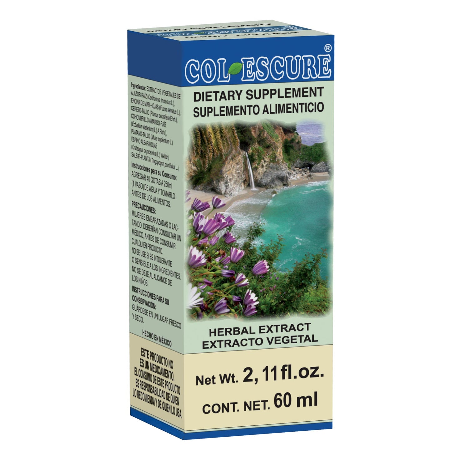 Extracto vegetal COLESCURE ® colescure caja frasco gotero 60ml