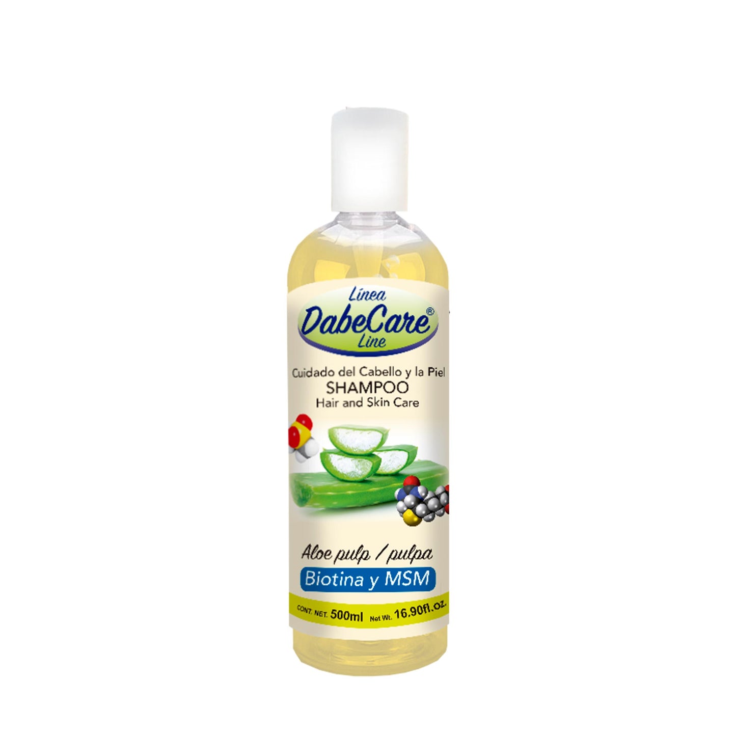 Shampoo DABECARE ® aloe vera, biotina y msm frasco 500ml