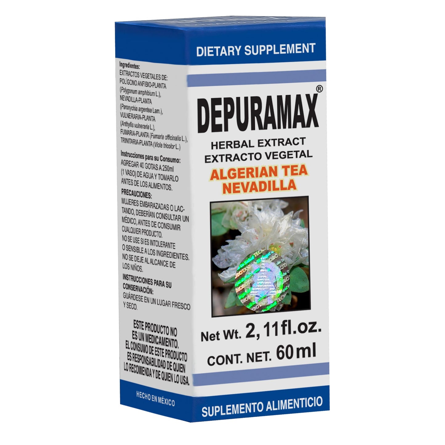Extracto vegetal DEPURAMAX ® nevadilla caja frasco gotero 60ml