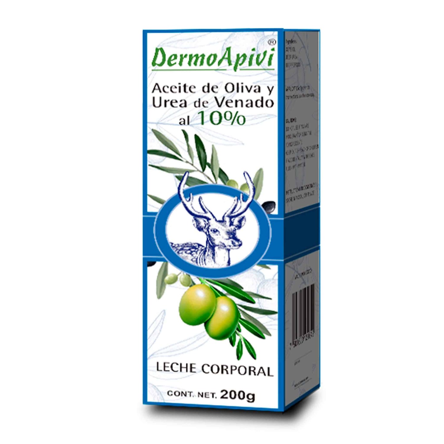 Leche corporal DERMOAPIVI ® olivo y urea de venado caja frasco 200g