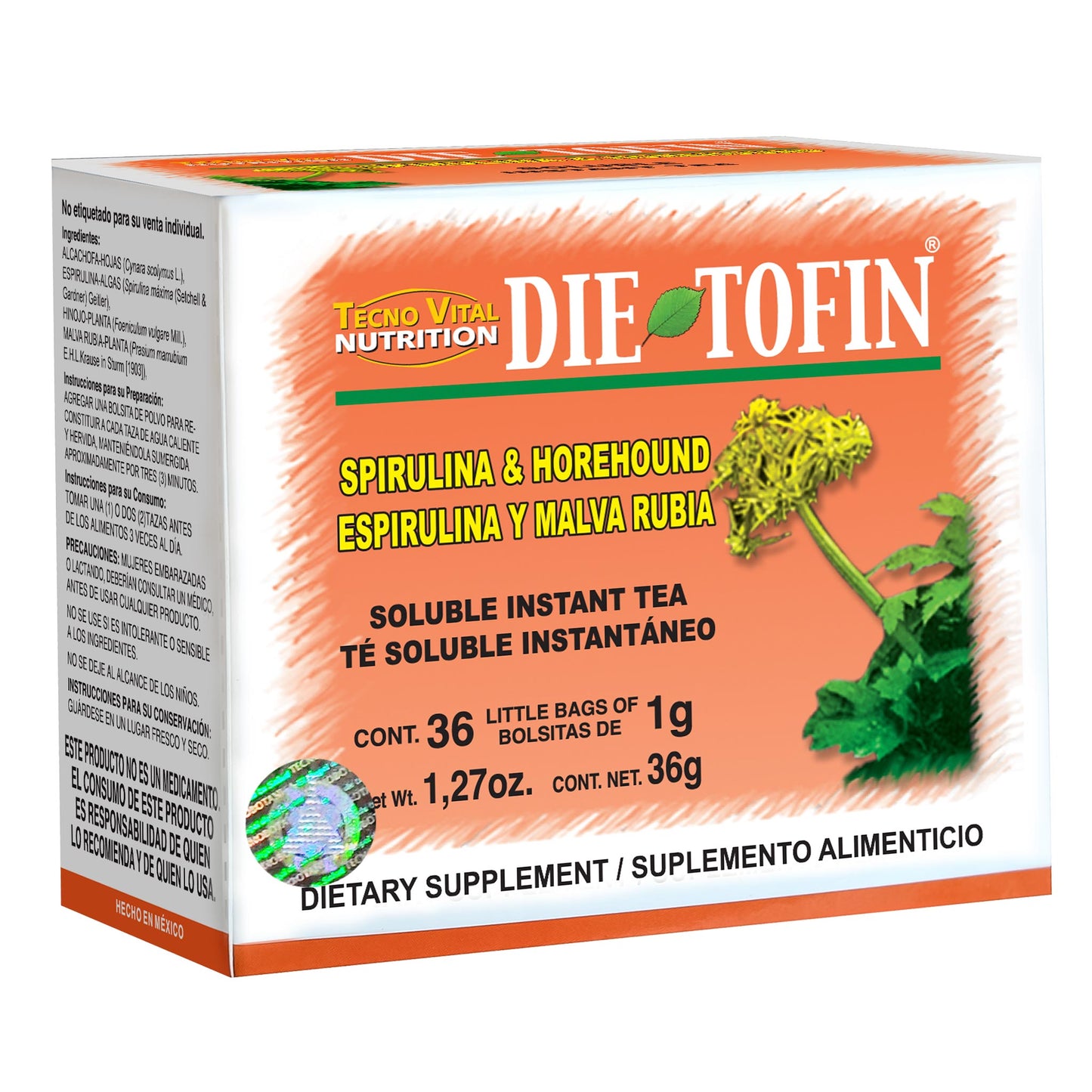 Té soluble DIETOFIN ® kokolmex y malva rubia caja 36 sbrs