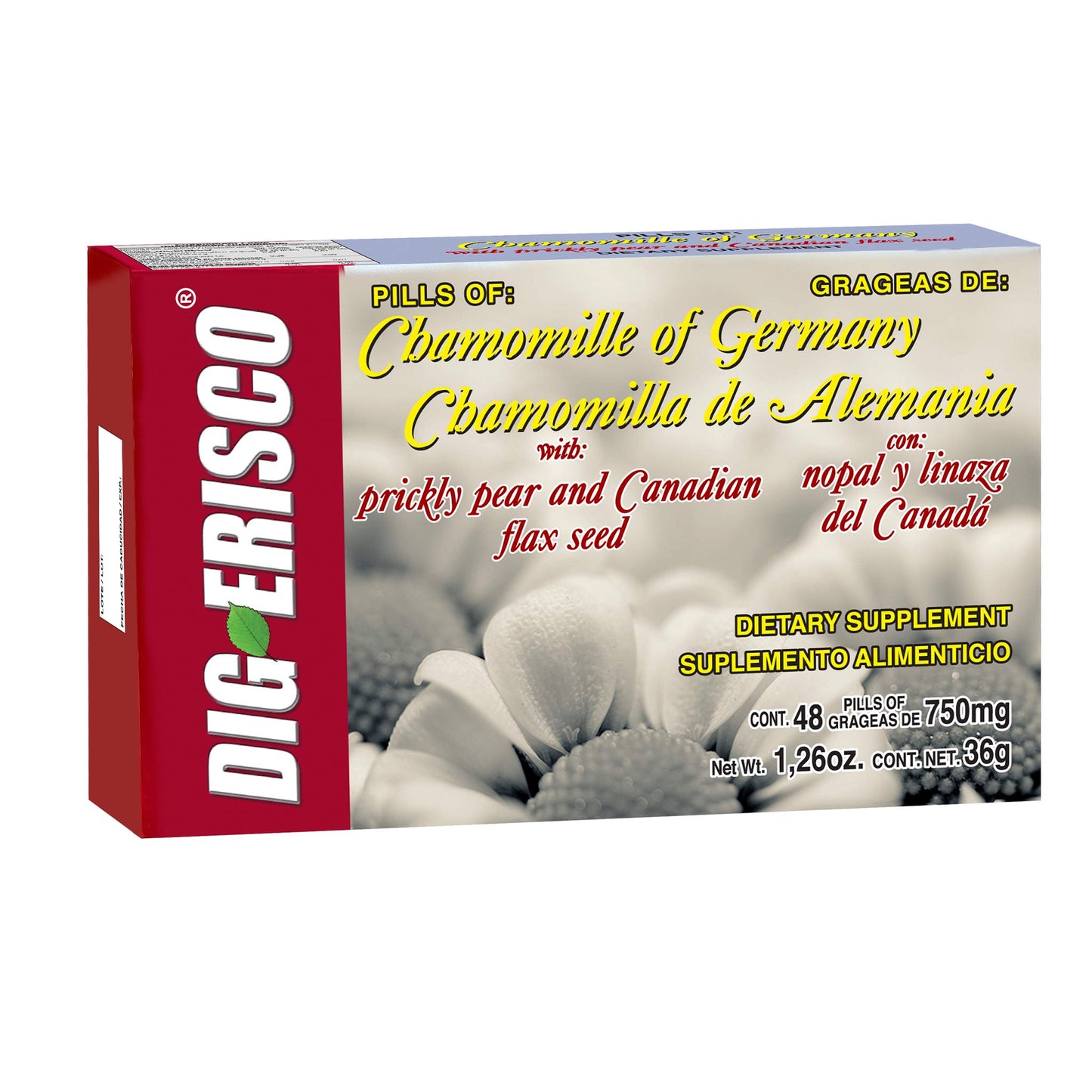 Grageas DIGERISCO ® nopal linaza del canadá caja blister 48