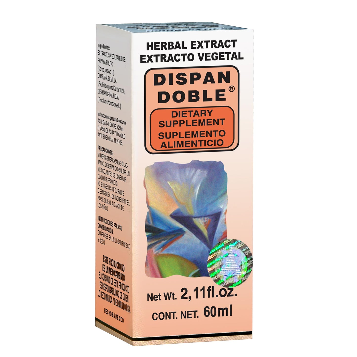 Extracto vegetal DISPANDOBLE ® papaya con guaraná caja frasco gotero 60ml