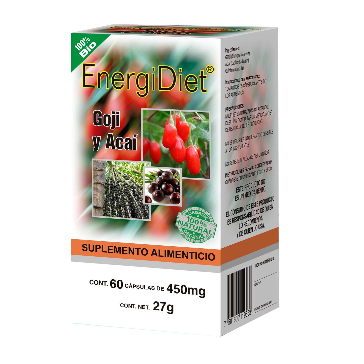 Cápsulas ENERGIDIET ® goji y acaí caja frasco 60u
