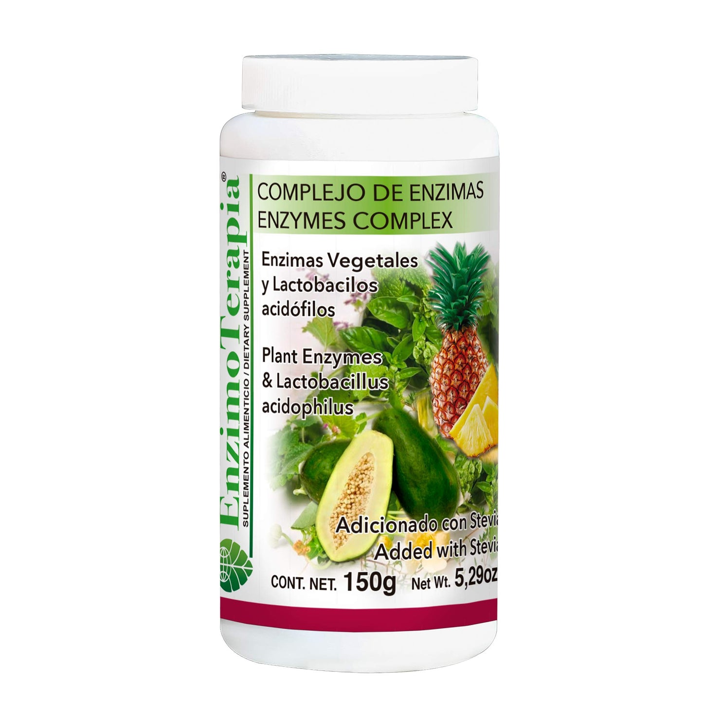 Polvo ENZIMOTERAPIA ® enzimas vegetales y lactobacilos acidófilos frasco 150g