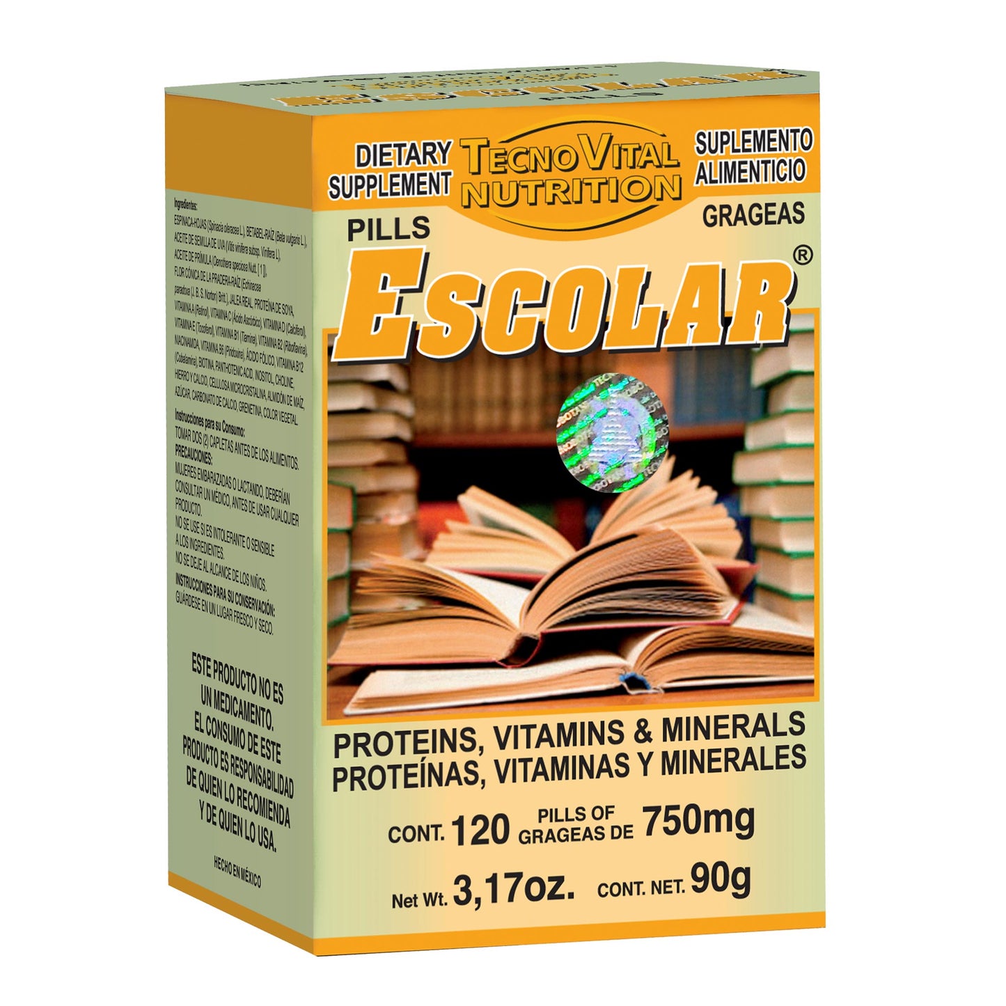 Grageas ESCOLAR ® proteinas, vitaminas y minerales caja frasco 120