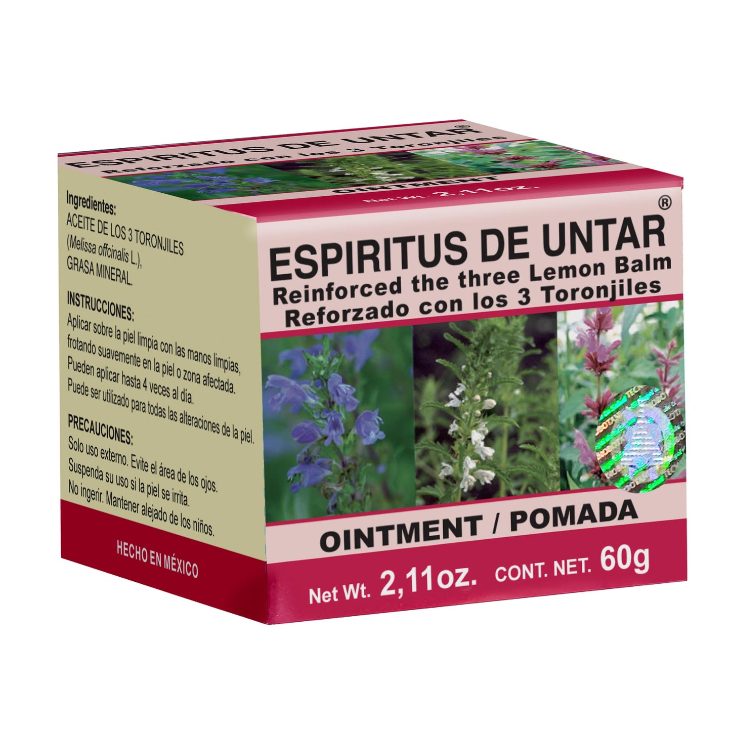 Pomada ESPIRITUS DE UNTAR ® tres toronjiles tarro 60g