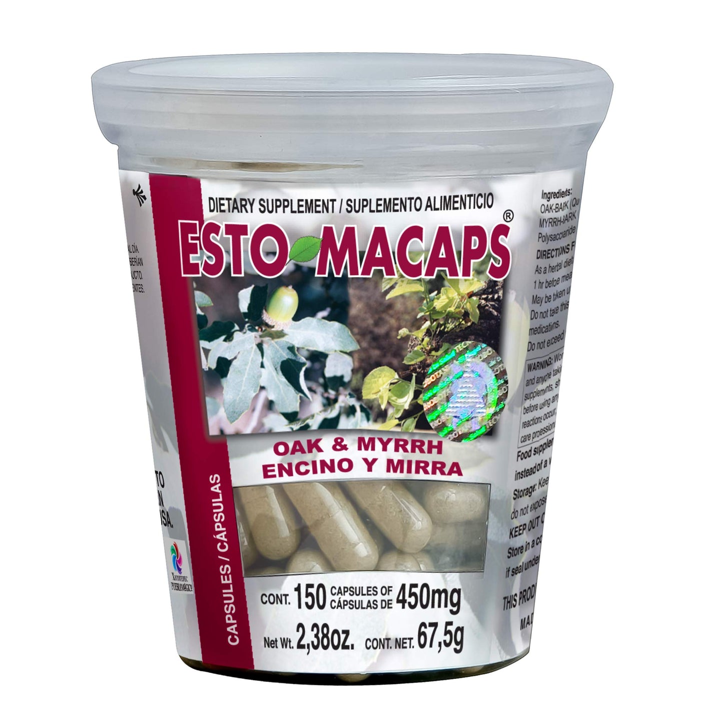 Cápsulas ESTOMACAPS ® encino y mirra frasco 150