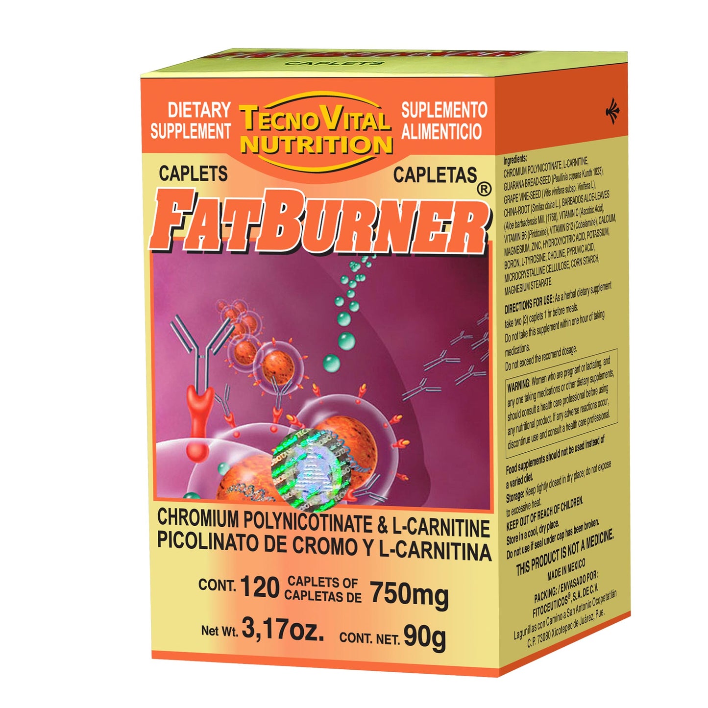 Capletas FATBURNER ® picolinato de cromo y l-carnitina caja frasco 120u