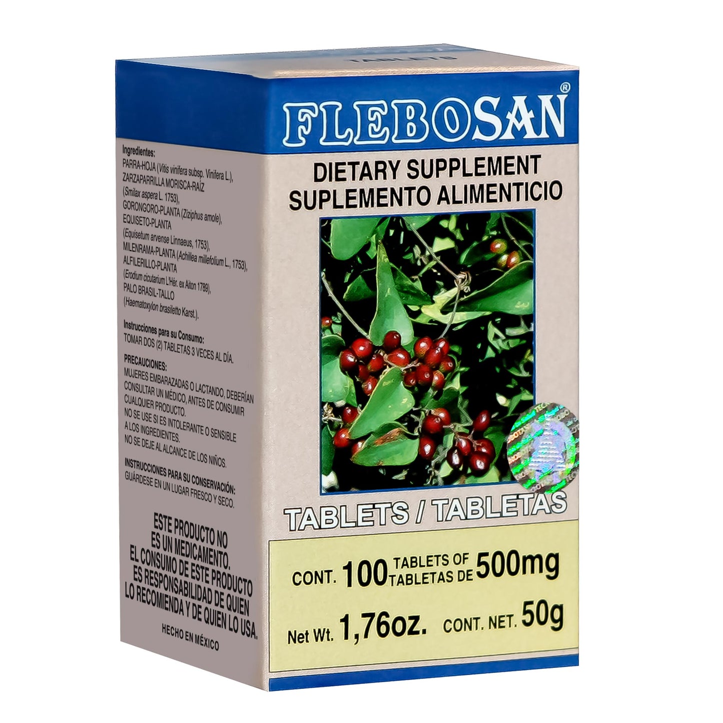 Tabletas FLEBOSAN ® parra compuesta caja frasco 100